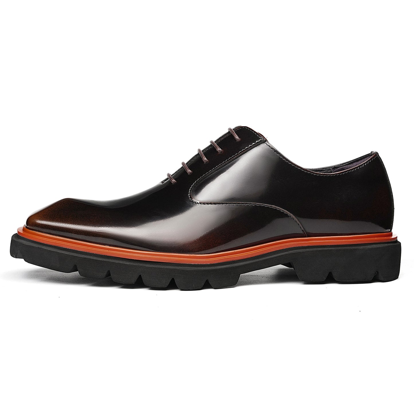Men's Rugged Square-Toe Leather Shoes with Contrast Sole