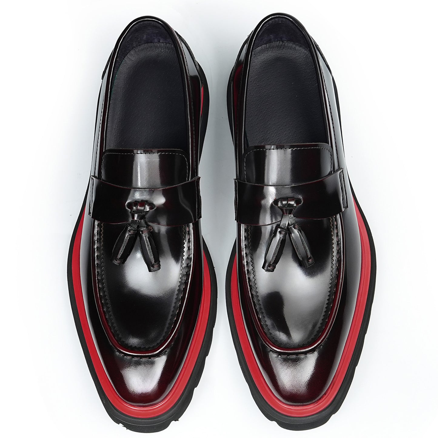 Men's Tassel Loafers with Chunky Sole & Contrast Stitch Accent
