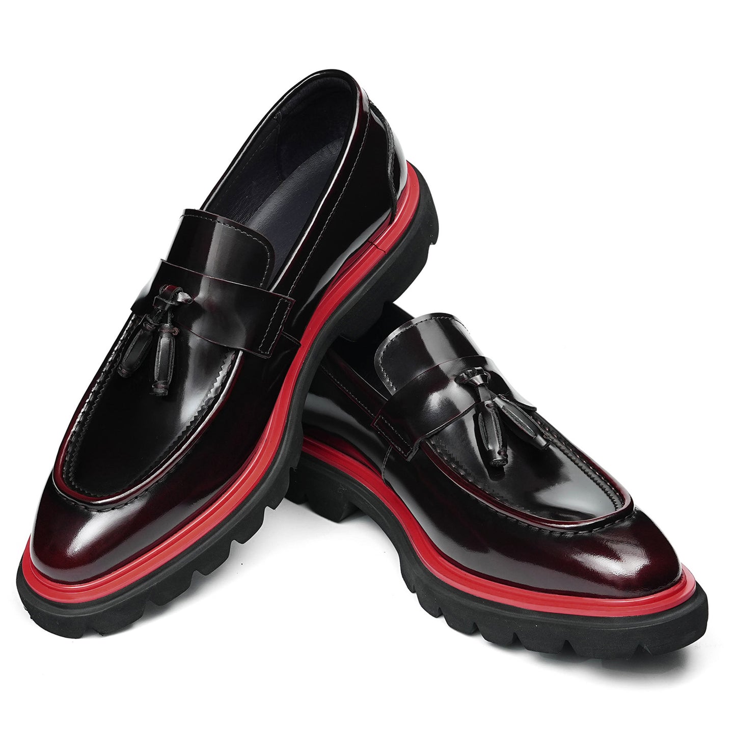 Men's Tassel Loafers with Chunky Sole & Contrast Stitch Accent