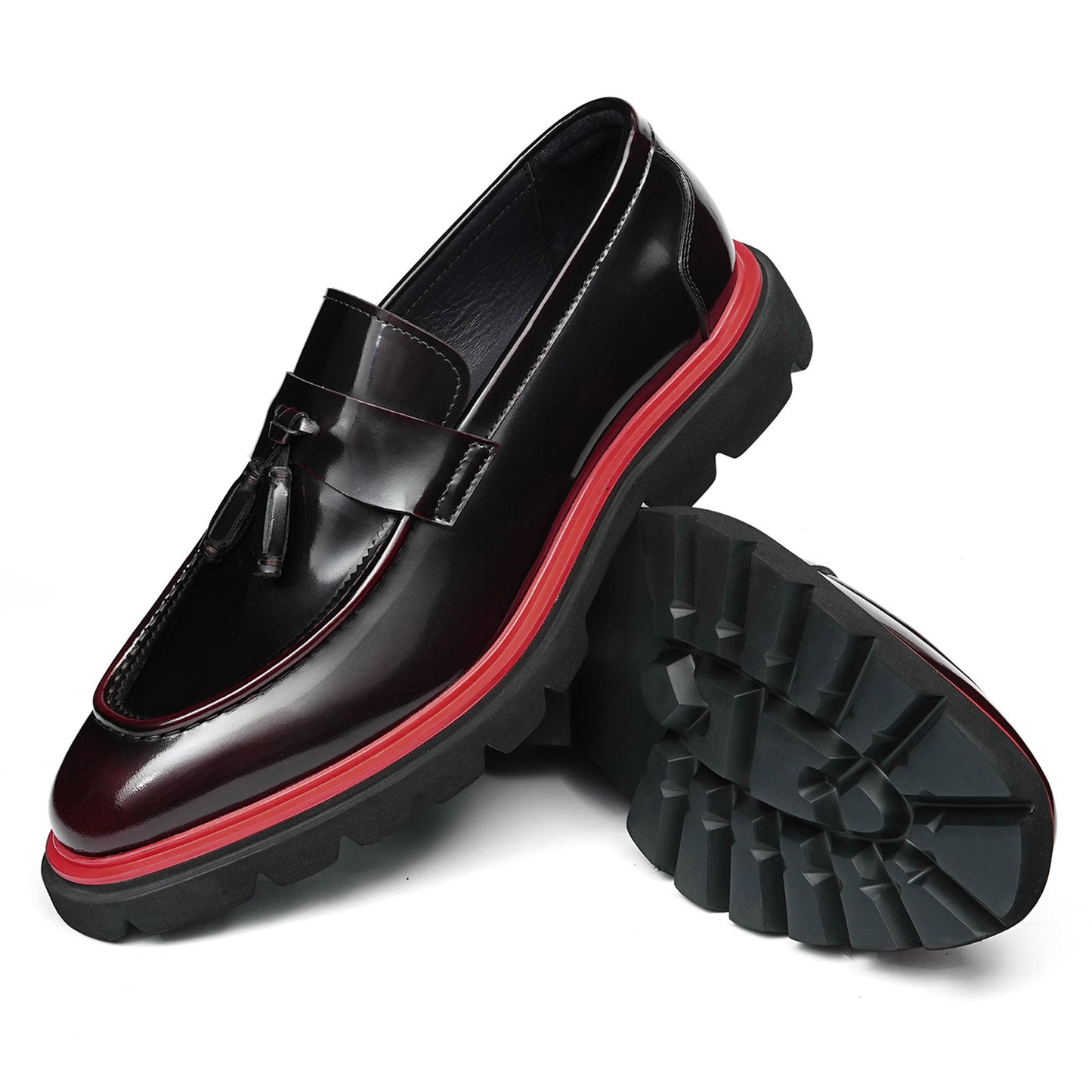 Men's Tassel Loafers with Chunky Sole & Contrast Stitch Accent