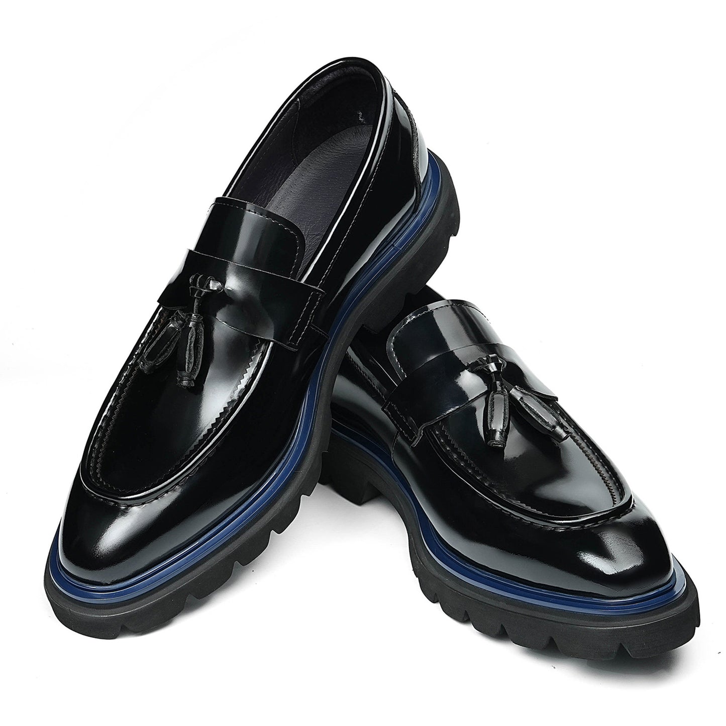 Men's Tassel Loafers with Chunky Sole & Contrast Stitch Accent