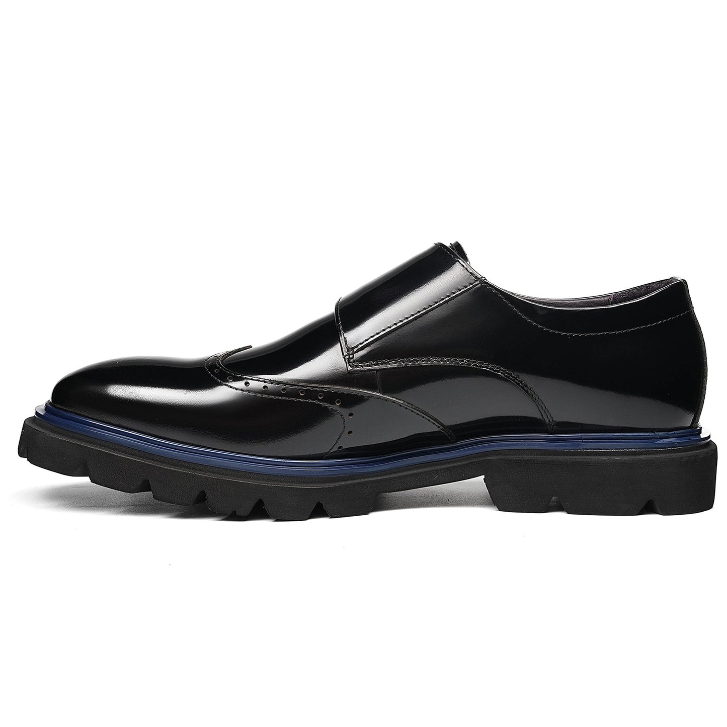 Men's Double Monk Strap Dress Shoes with Square Toe & Contrast Sole
