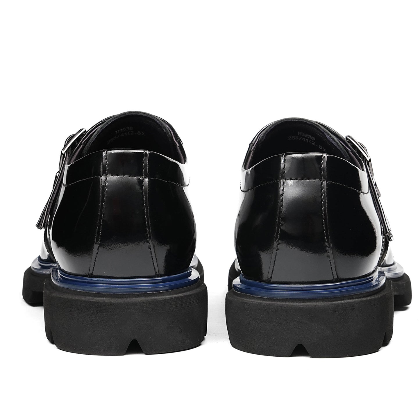 Men's Double Monk Strap Dress Shoes with Square Toe & Contrast Sole