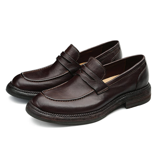Horsehide Classical Loafers for Men Goodyear Welted Retro Style Washing Process