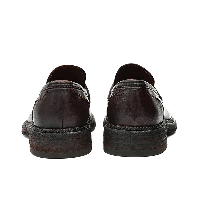 Horsehide Classical Loafers for Men Goodyear Welted Retro Style Washing Process