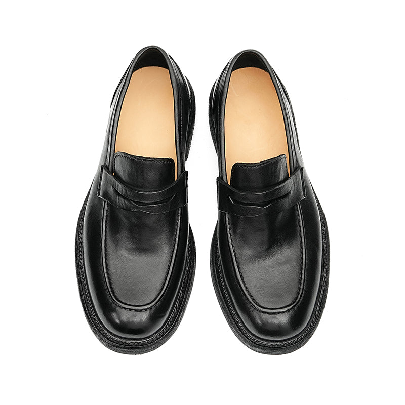 Horsehide Classical Loafers for Men Goodyear Welted Retro Style Washing Process