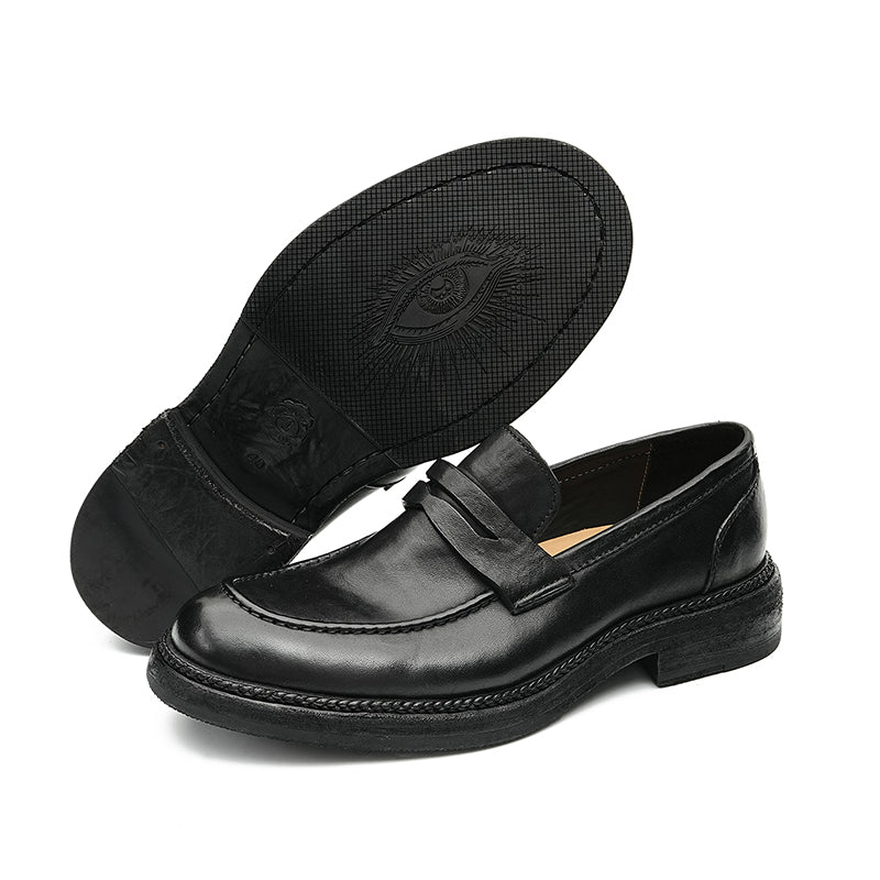 Horsehide Classical Loafers for Men Goodyear Welted Retro Style Washing Process