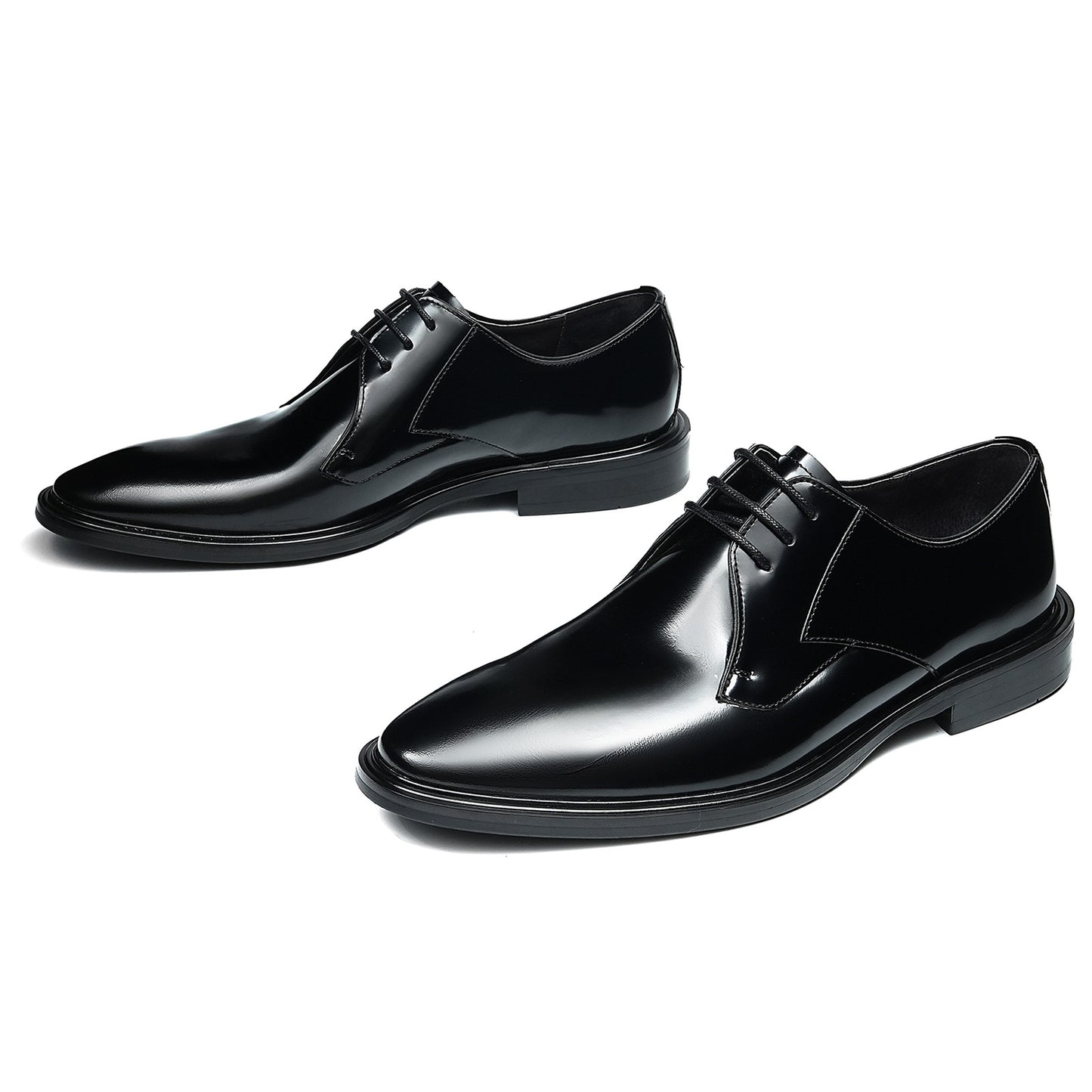 Men's Elegant Derby Shoes with Sleek Profile & High-Shine Finish