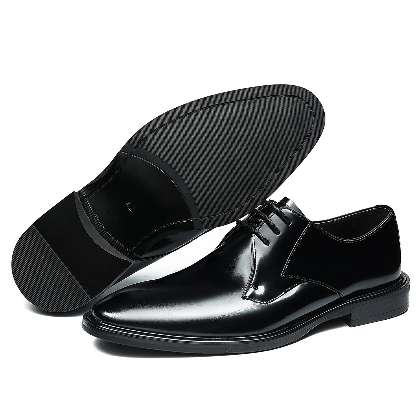 Men's Elegant Derby Shoes with Sleek Profile & High-Shine Finish