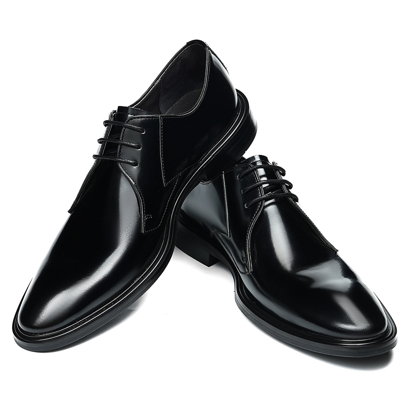 Men's Elegant Derby Shoes with Sleek Profile & High-Shine Finish