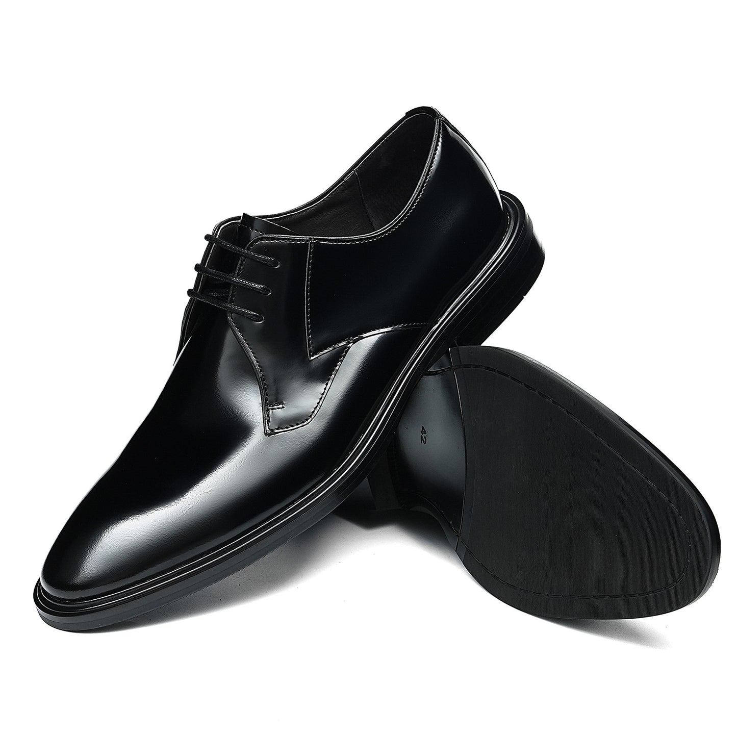 Men's Elegant Derby Shoes with Sleek Profile & High-Shine Finish