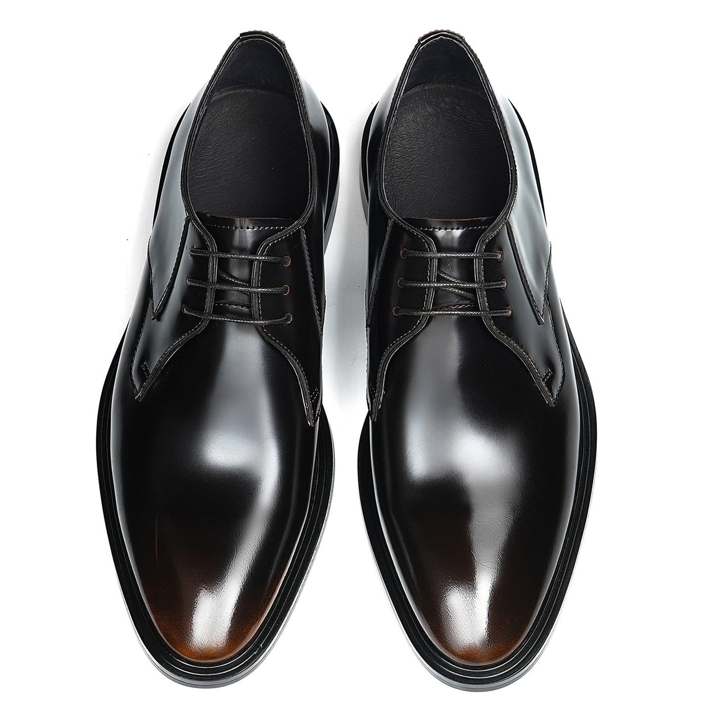 Men's Elegant Derby Shoes with Sleek Profile & High-Shine Finish