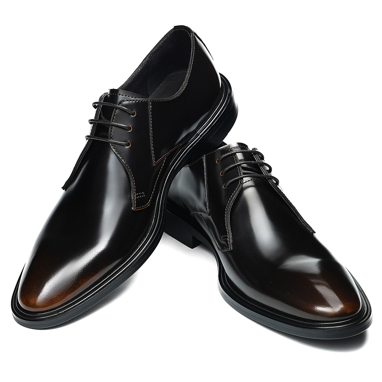 Men's Elegant Derby Shoes with Sleek Profile & High-Shine Finish