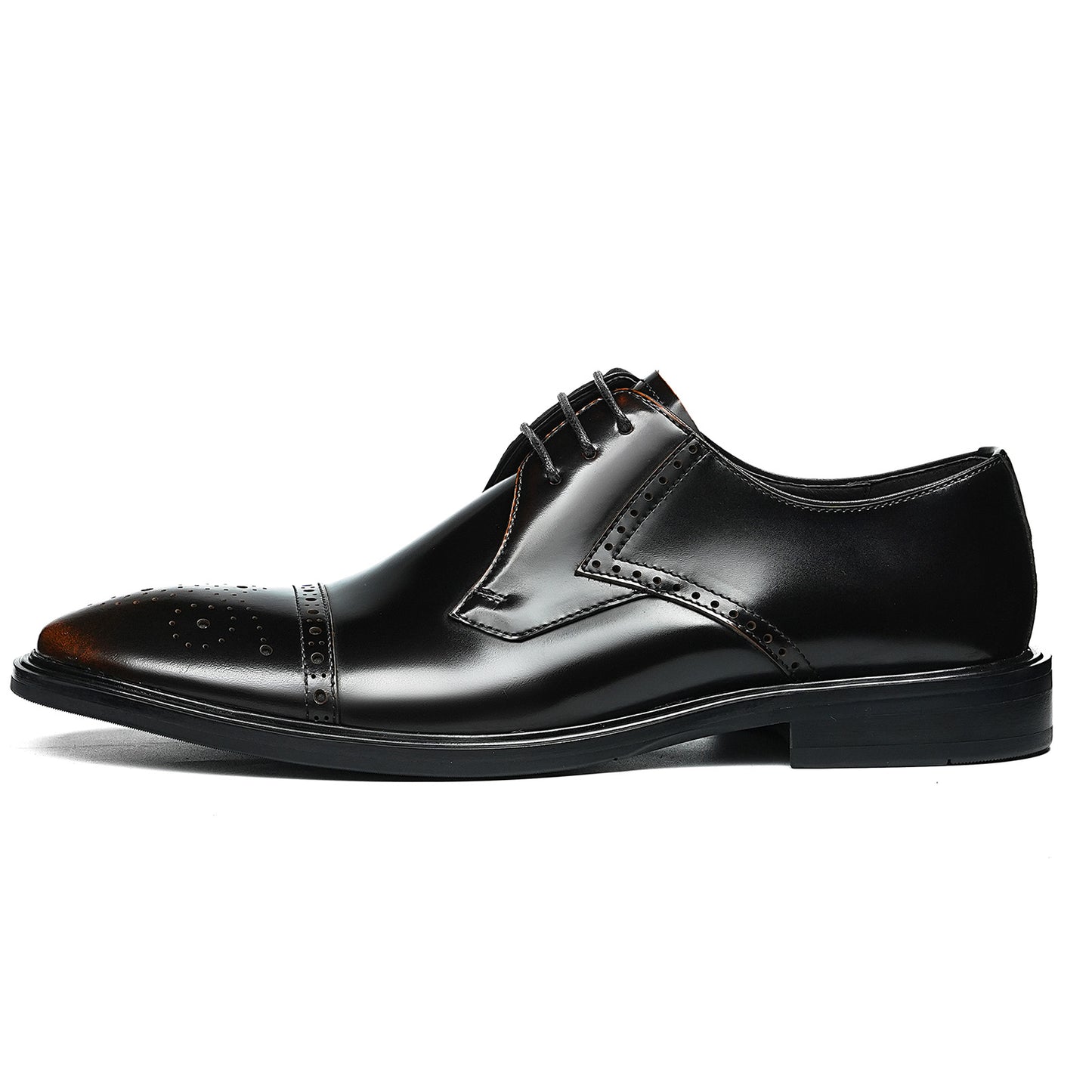 Men's Classic Brogue Derby Shoes with Ornamental Perforations