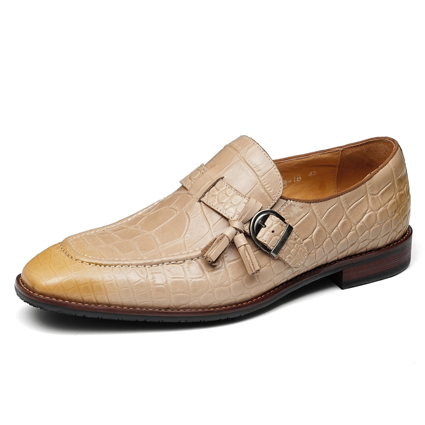 Men's Elegant Monk Strap Shoes with Tassel and Buckle Detail