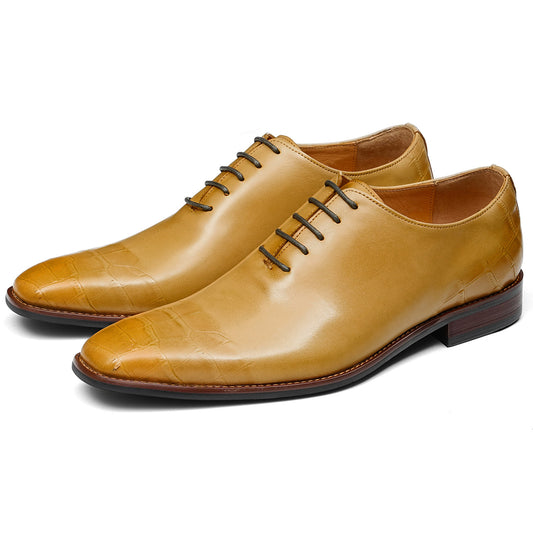 Men's Formal Oxford Shoes with Exquisite Crocodile-Embossed Toe