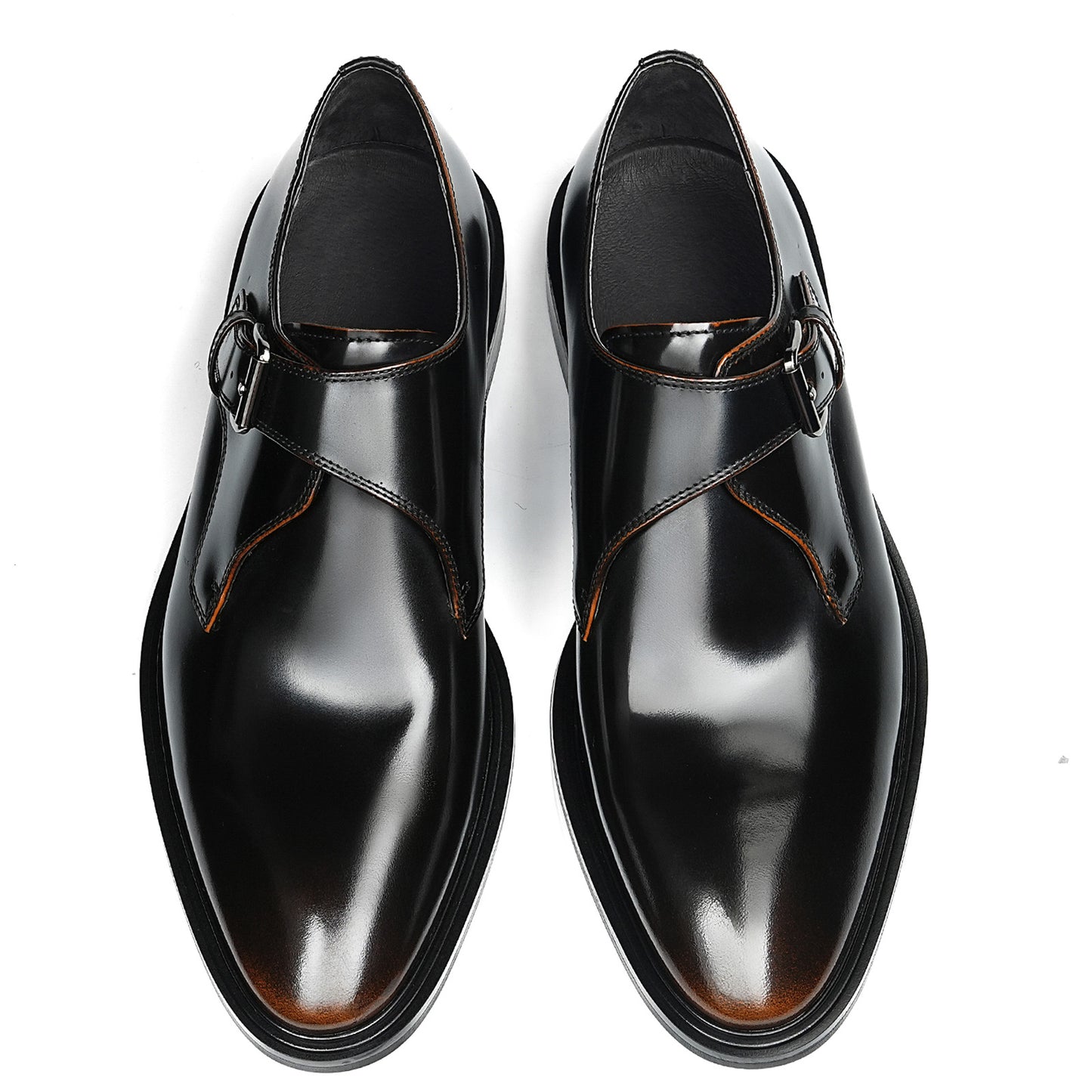 Men's Monk Strap Dress Shoes Glossy Leather