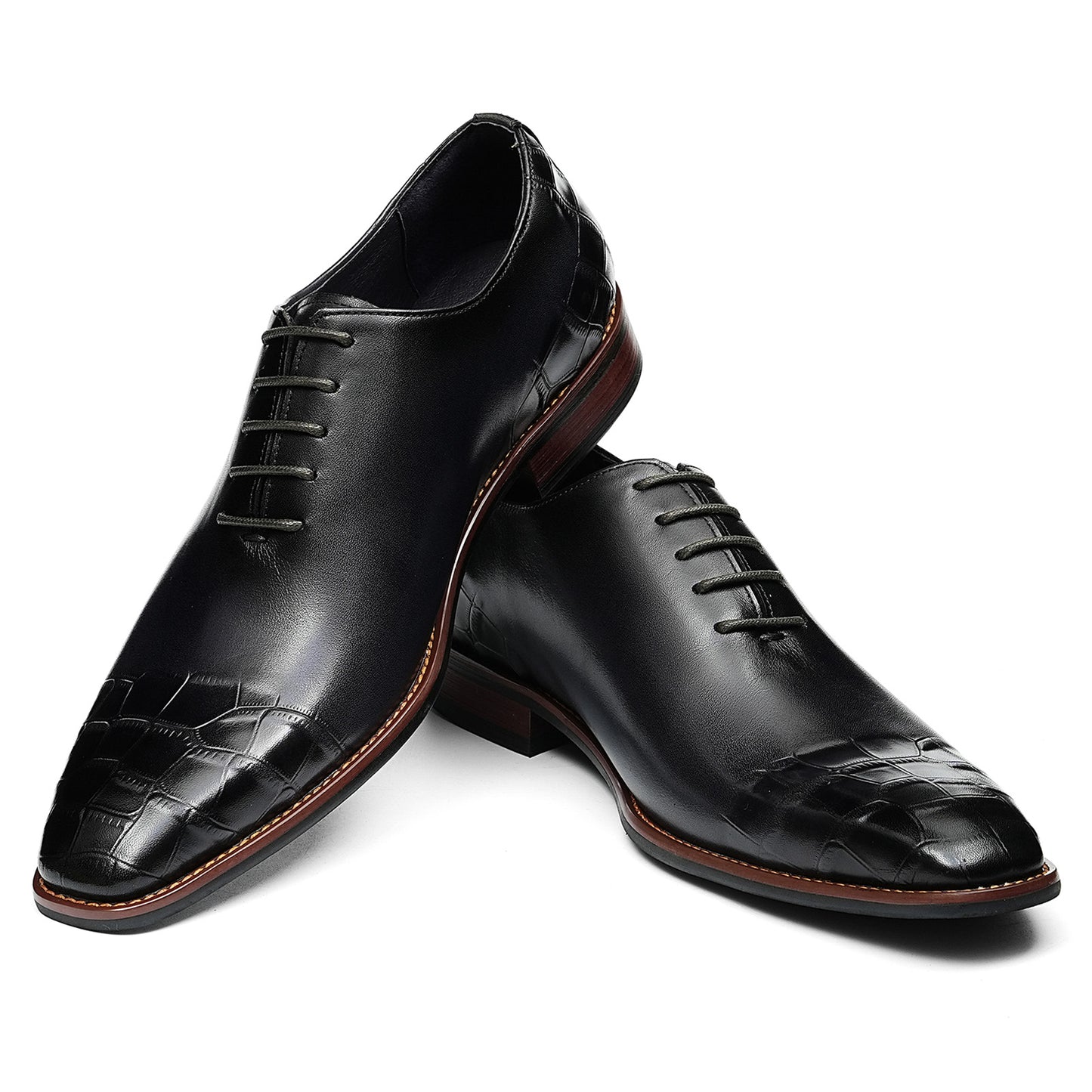 Men's Formal Oxford Shoes with Exquisite Crocodile-Embossed Toe