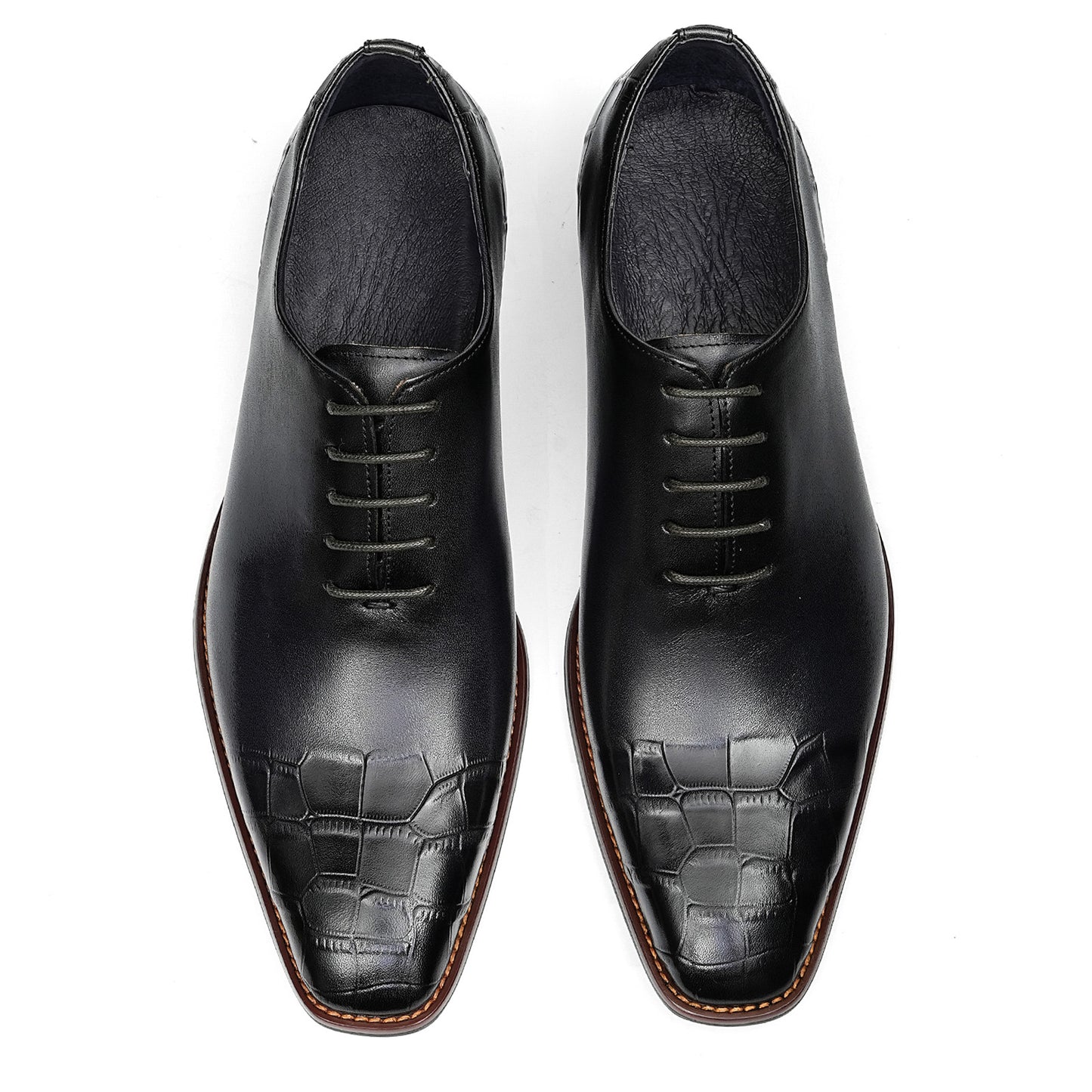 Men's Formal Oxford Shoes with Exquisite Crocodile-Embossed Toe