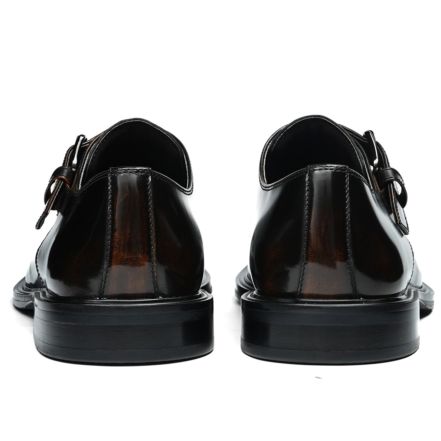 Men's Monk Strap Dress Shoes Glossy Leather