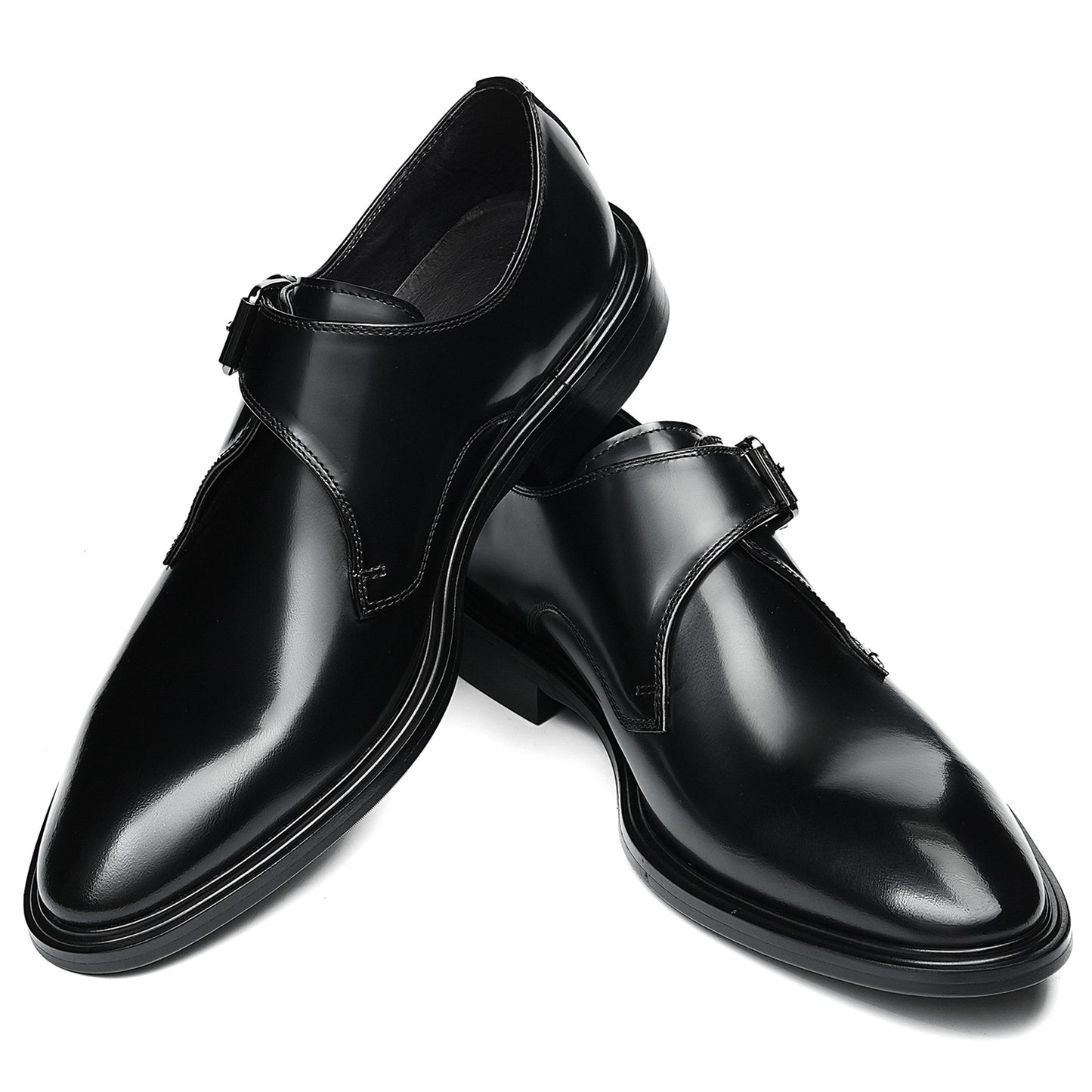 Men's Monk Strap Dress Shoes Glossy Leather