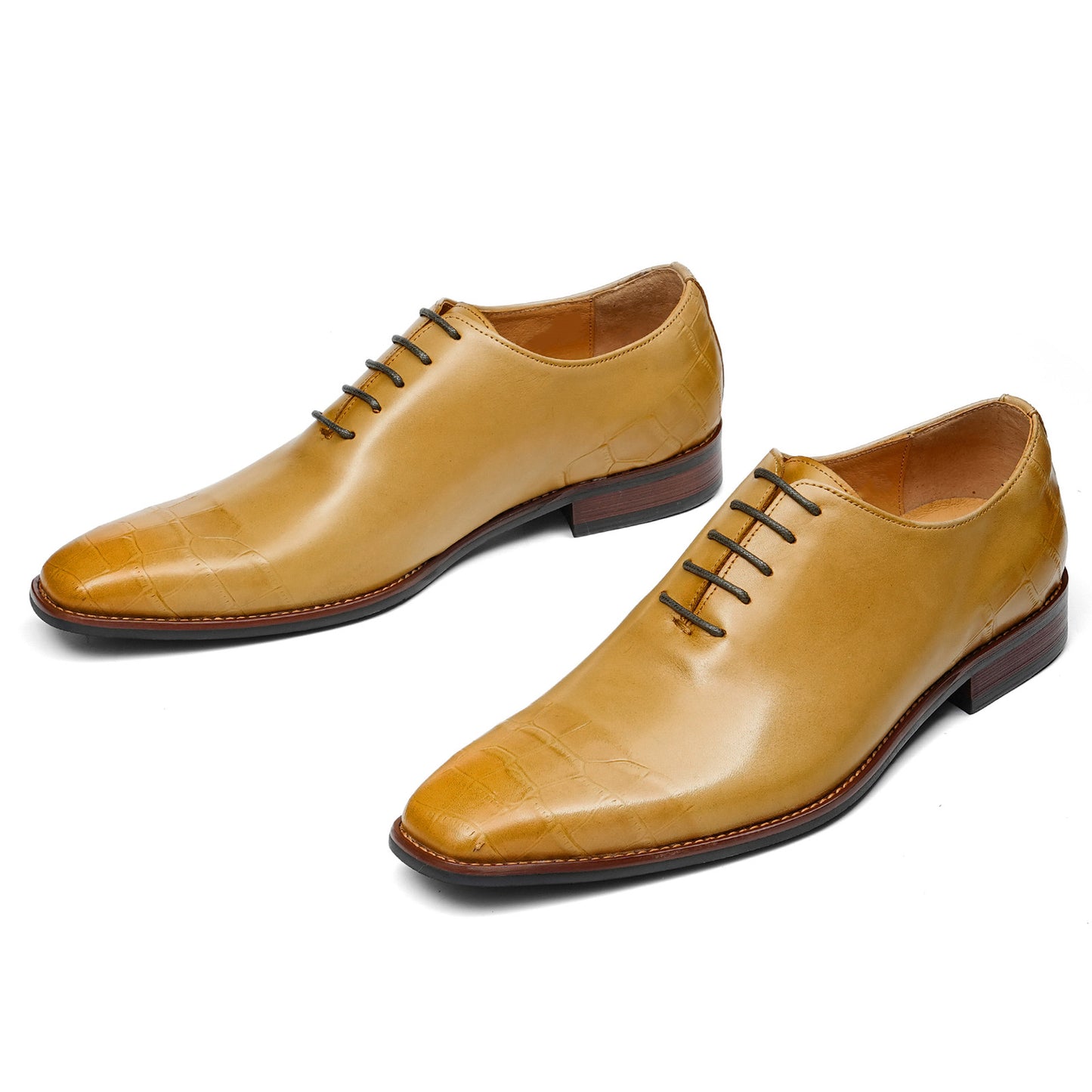 Men's Formal Oxford Shoes with Exquisite Crocodile-Embossed Toe