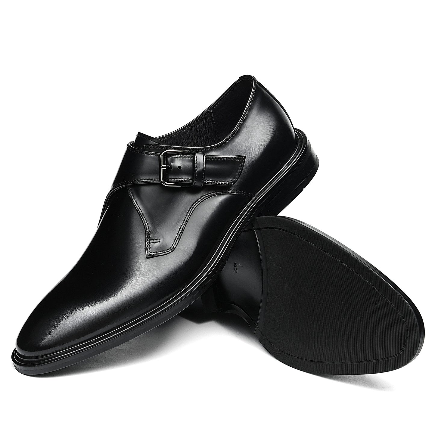 Men's Monk Strap Dress Shoes Glossy Leather