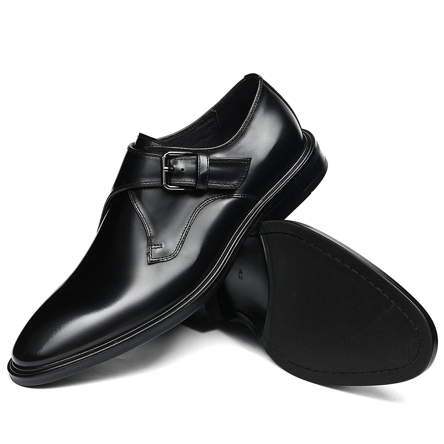 Men's Single Monk Strap Dress Shoes with Refined Buckle Detail