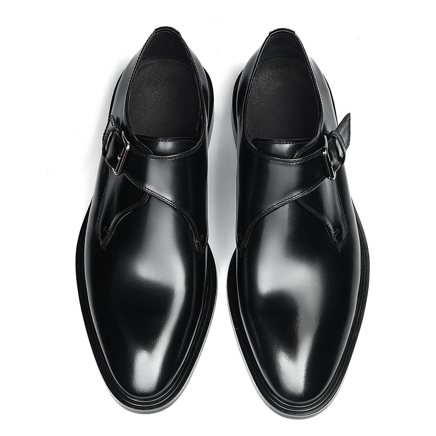 Men's Monk Strap Dress Shoes Glossy Leather