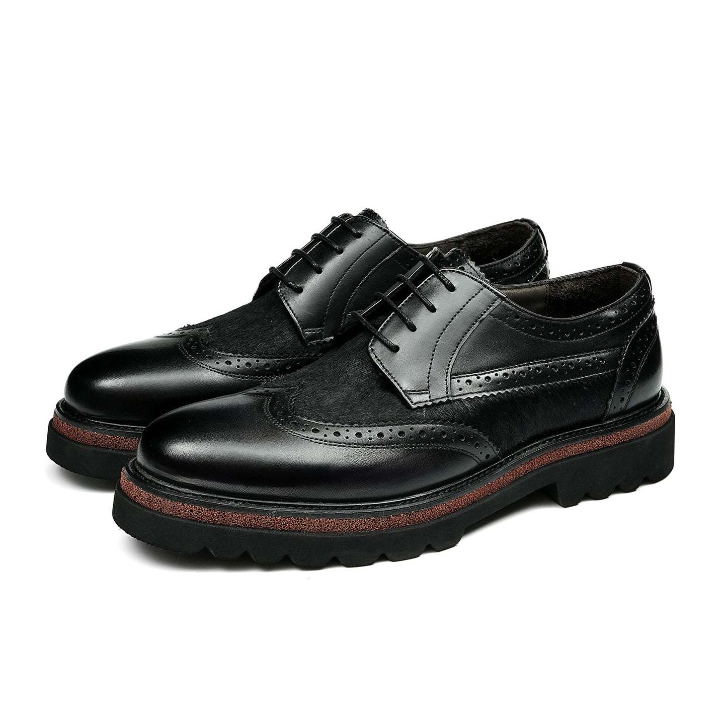 Men's  Wingtip Brogue Derbies | with Textured Panel & Scalloped Lug Sole