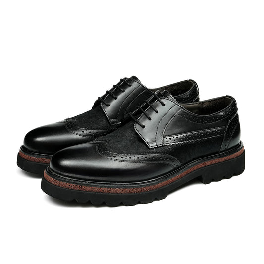 Men's  Wingtip Brogue Derbies | with Textured Panel & Scalloped Lug Sole