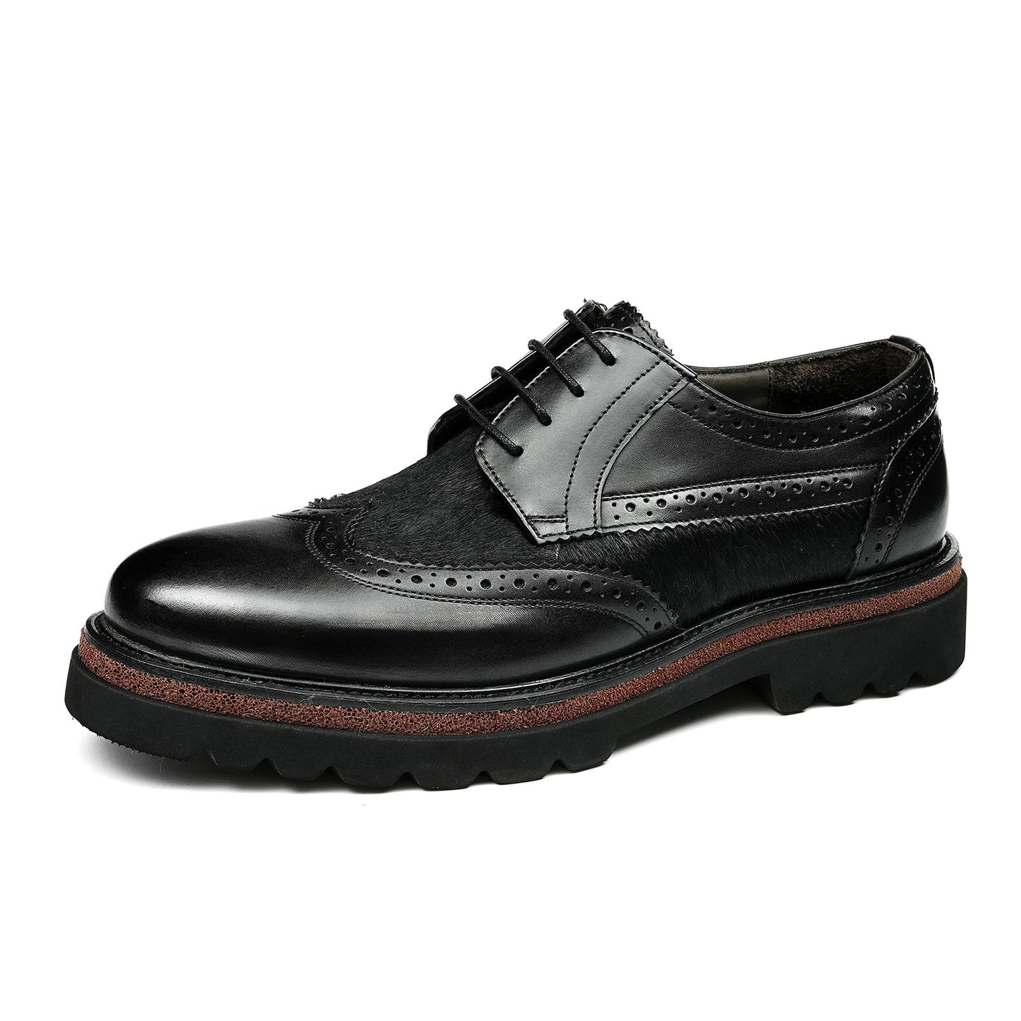 Men's  Wingtip Brogue Derbies | with Textured Panel & Scalloped Lug Sole