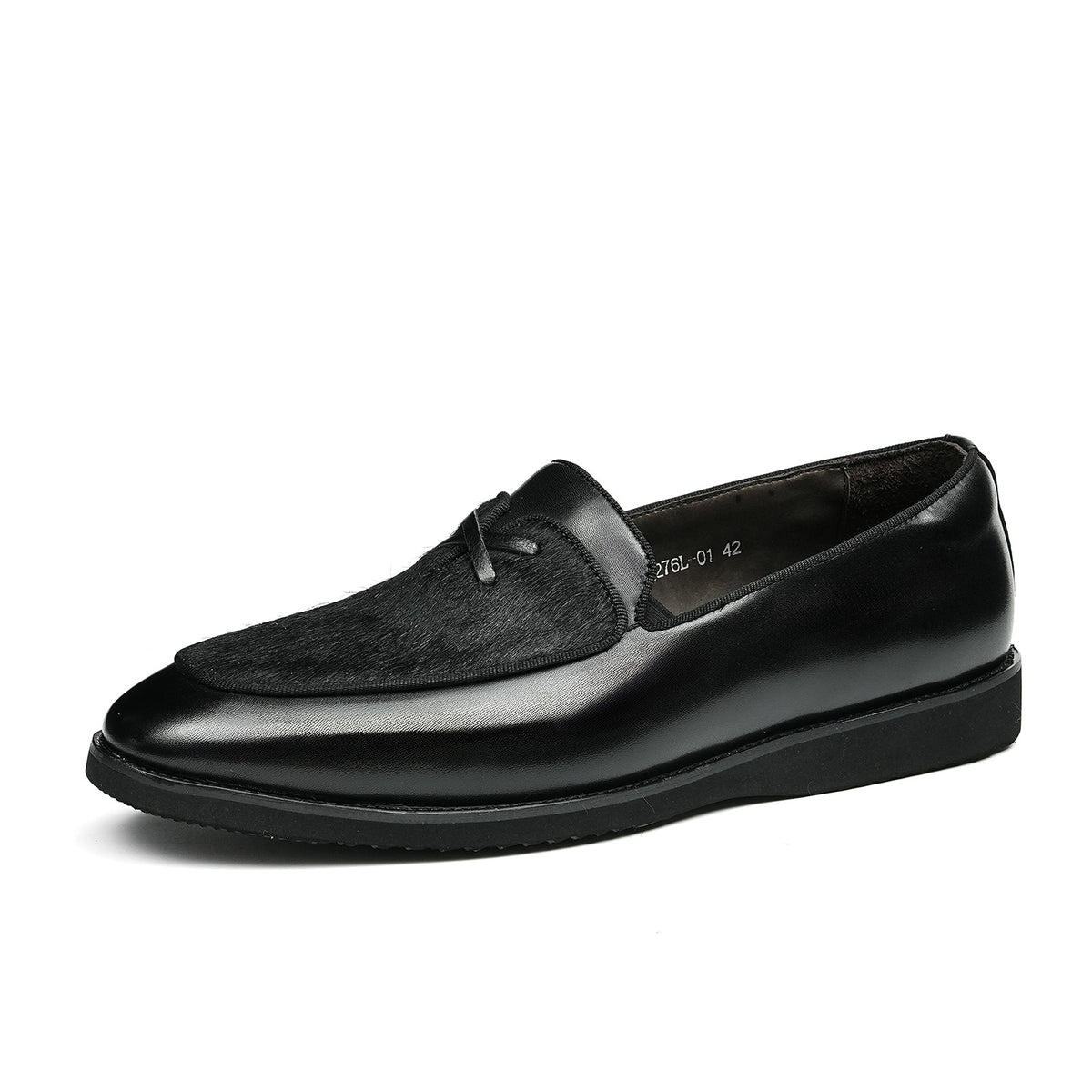 Men's Contrast Texture Loafers with Modern Cross-Strap Detail