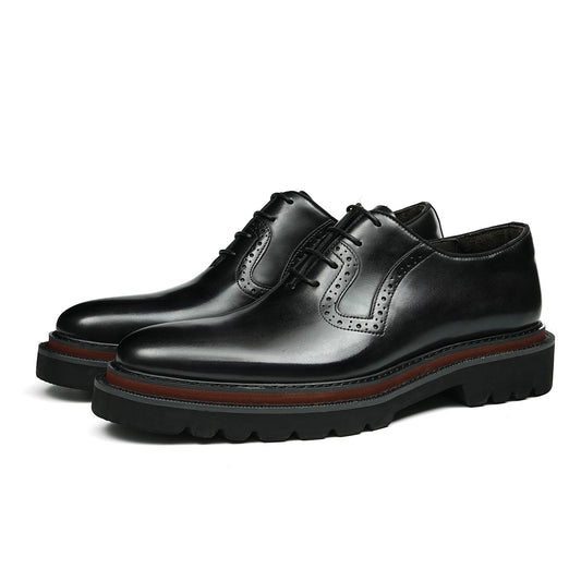 Men's Oxford Shoes with Decorative Perforations & Bold Multi-Layer Sole