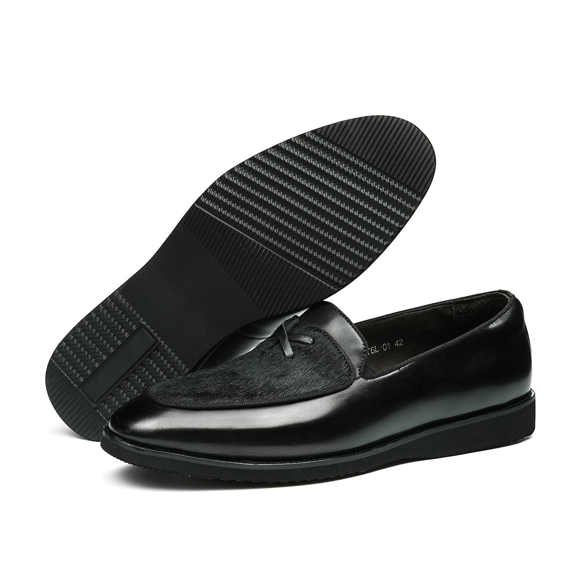 Men's Contrast Texture Loafers with Modern Cross-Strap Detail