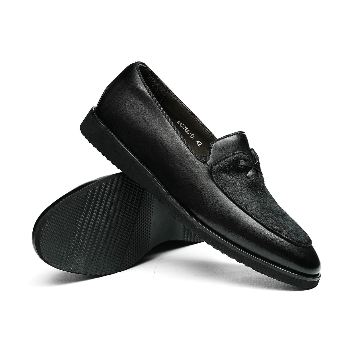 Men's Contrast Texture Loafers with Modern Cross-Strap Detail