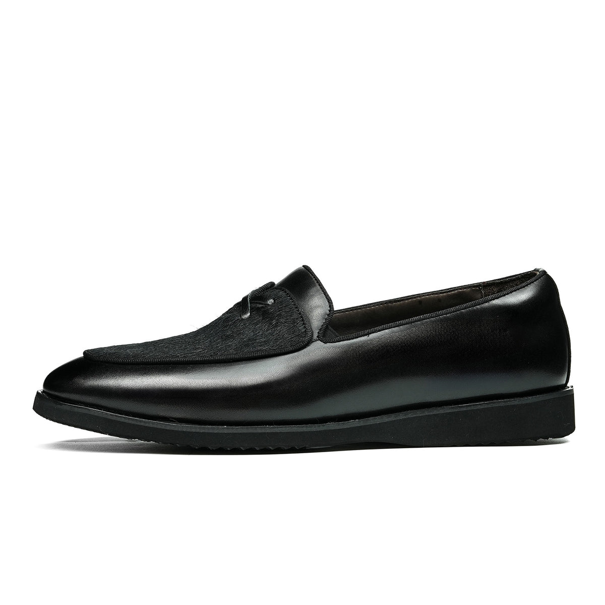 Men's Contrast Texture Loafers with Modern Cross-Strap Detail
