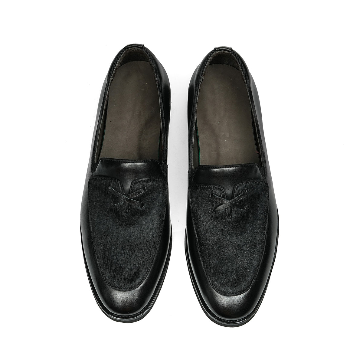 Men's Contrast Texture Loafers with Modern Cross-Strap Detail