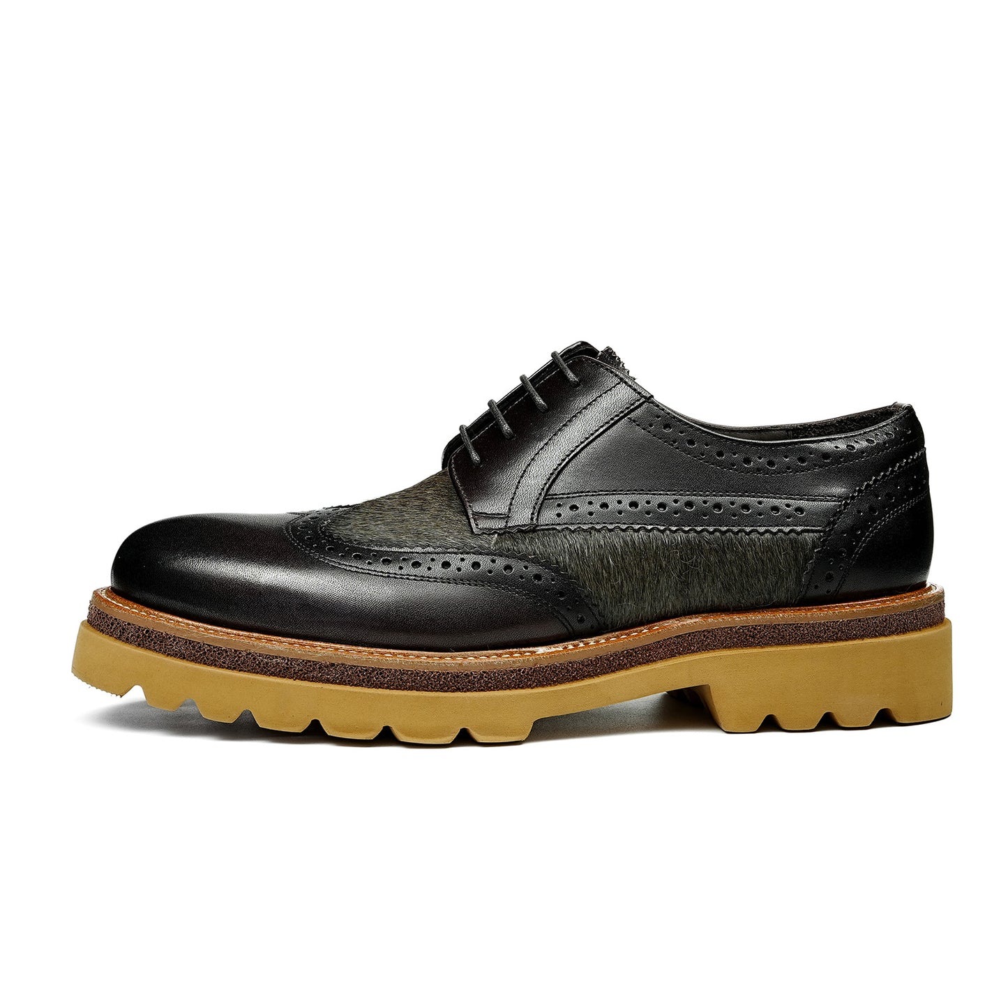 Men's  Wingtip Brogue Derbies | with Textured Panel & Scalloped Lug Sole