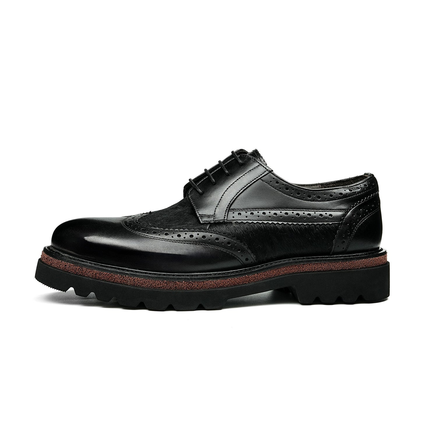 Men's  Wingtip Brogue Derbies | with Textured Panel & Scalloped Lug Sole