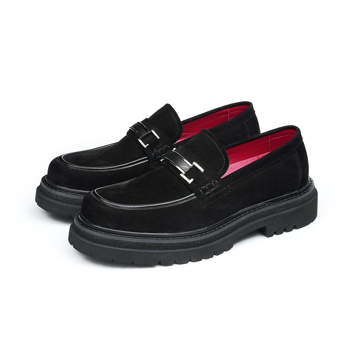 Men's Suede Bit Loafers | with Chunky Lugged Sole & Bold Metal Trim