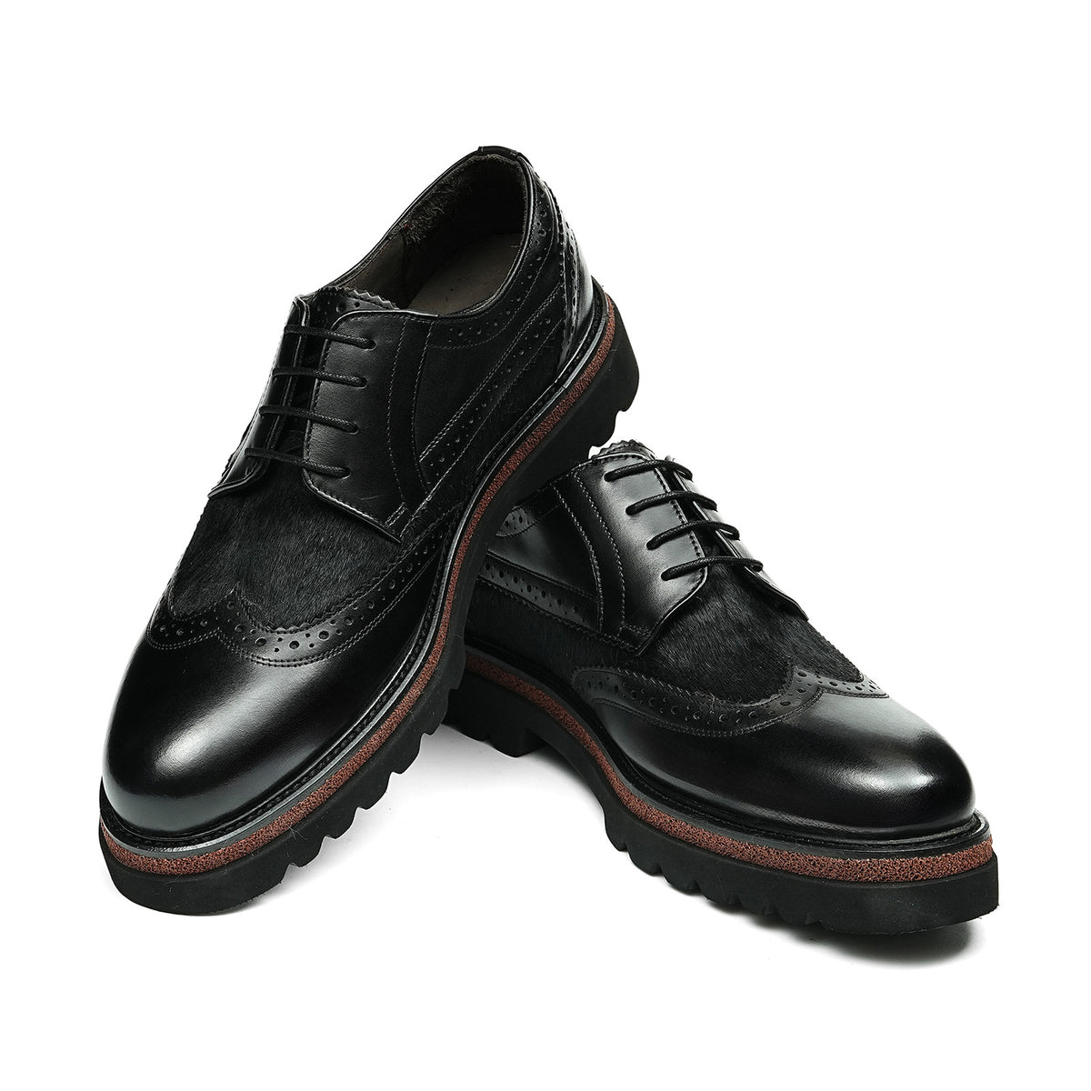 Men's  Wingtip Brogue Derbies | with Textured Panel & Scalloped Lug Sole