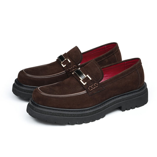 Men's Suede Bit Loafers | with Chunky Lugged Sole & Bold Metal Trim