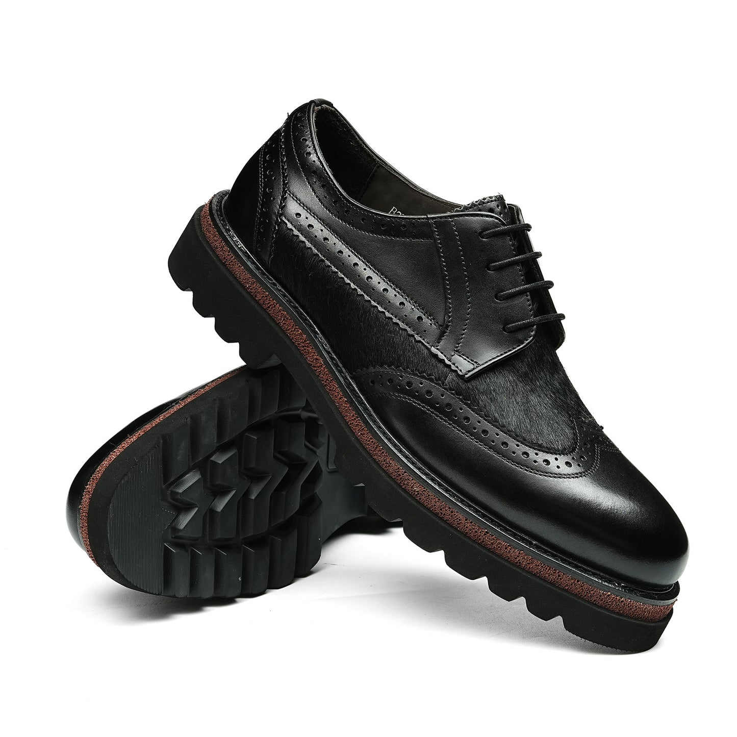 Men's  Wingtip Brogue Derbies | with Textured Panel & Scalloped Lug Sole