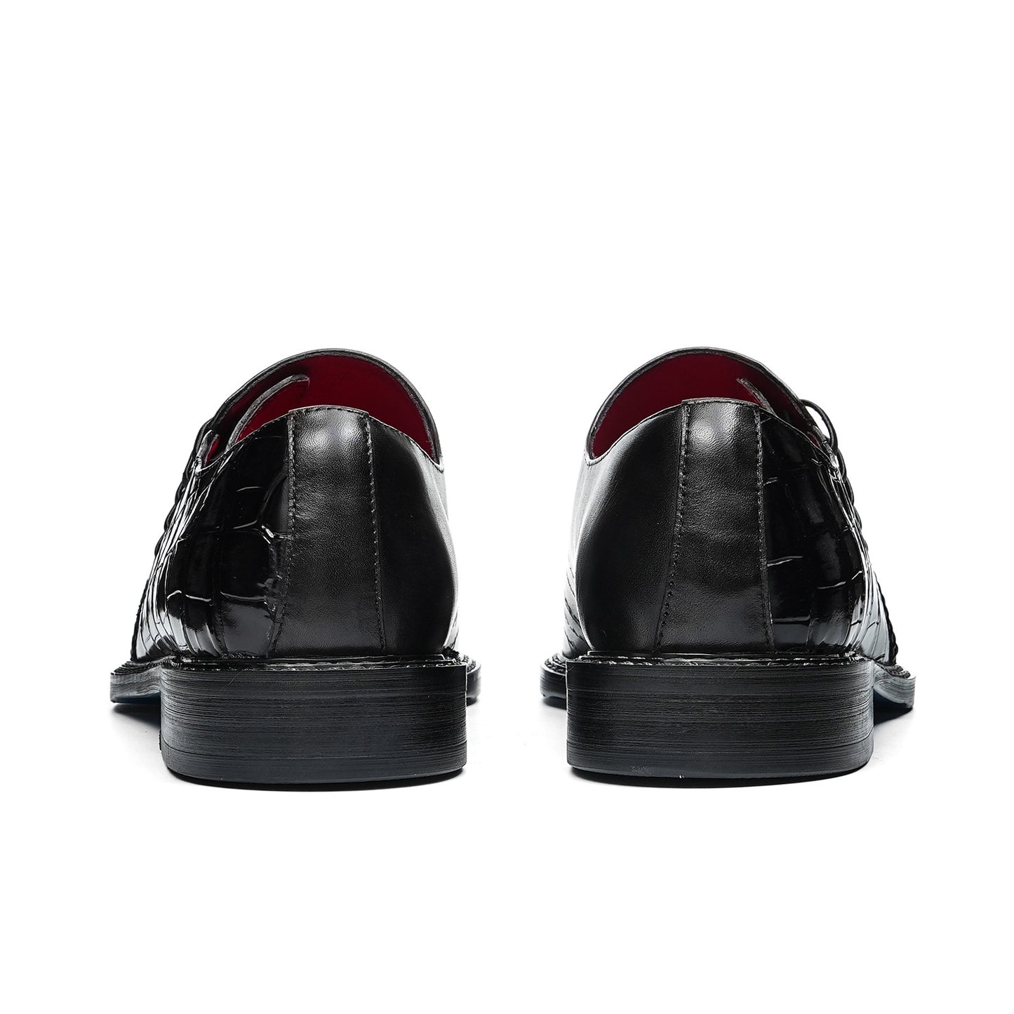 Men's Embossed Lace-Up Oxfords | with Glossy Finish & Vibrant Lining