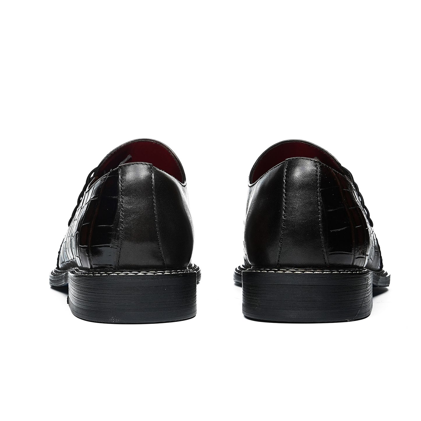 Men's Embossed Lace-Up Oxfords | with Glossy Finish & Vibrant Lining