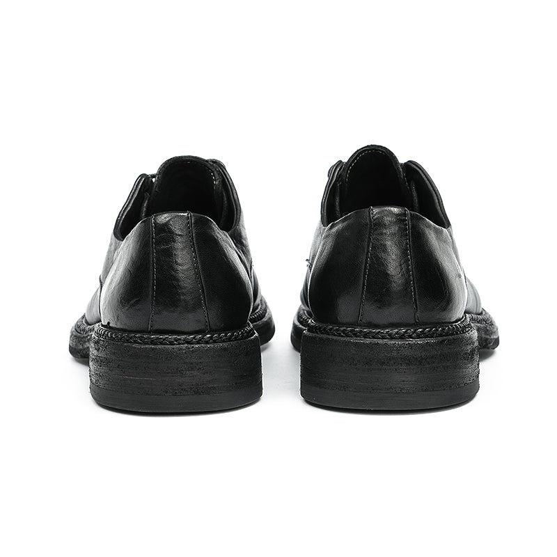 Classic Handmade Men's Derby Shoes – Genuine Horsehide Leather Goodyear Welted Retro Style Washing Process