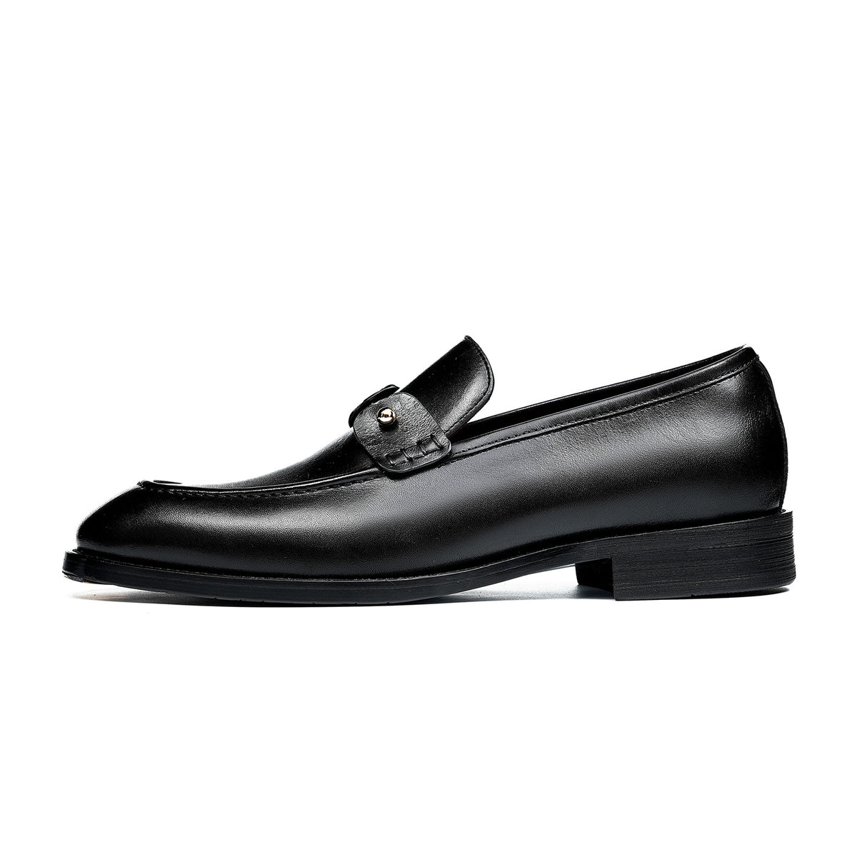 Men's Glossy Slip-On Loafers | with Metal Stud Strap  & Vivid Lining