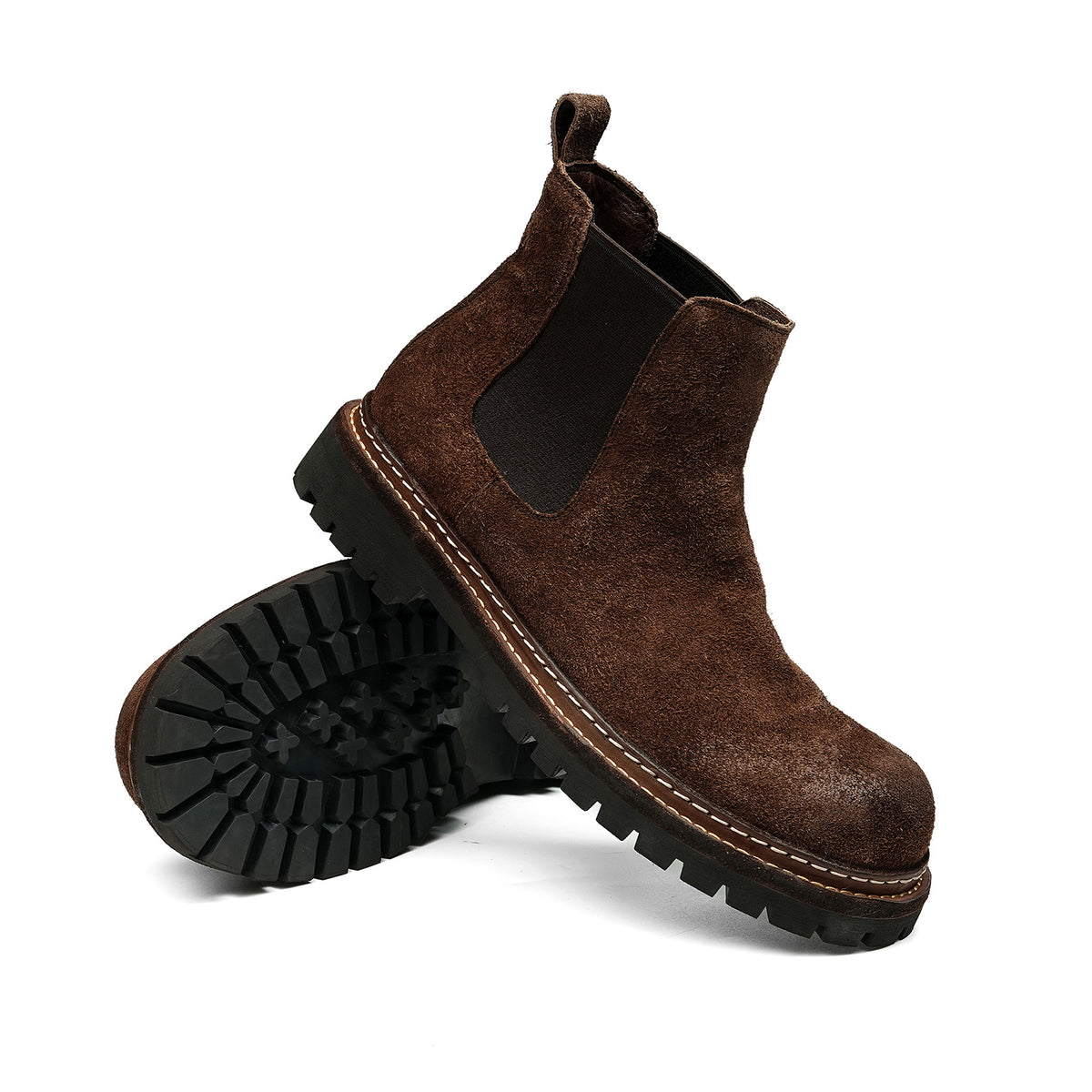 Men's Suede Rugged Slip-On Chelsea Boots | with Matte Finish & Lug Sole