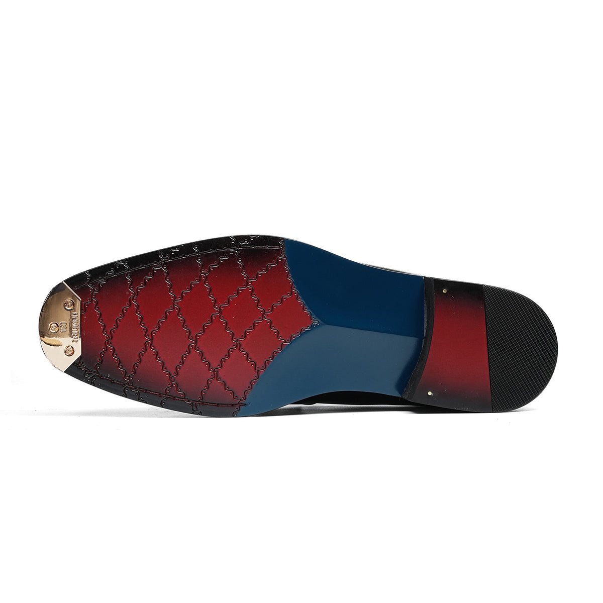 Men's Glossy Slip-On Loafers | with Metal Stud Strap  & Vivid Lining
